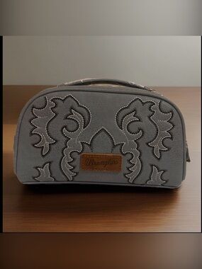 Wrangler Embroidered Multi Purpose Tavel Pouch Makeup Bag Toiletry Slate Blue